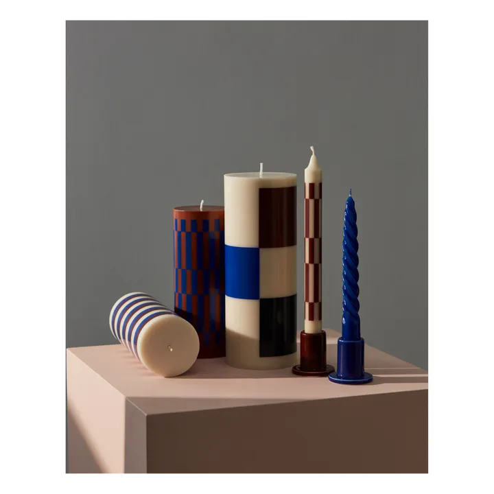 Bougie Column à Carreaux | Bleu- Image produit n°2