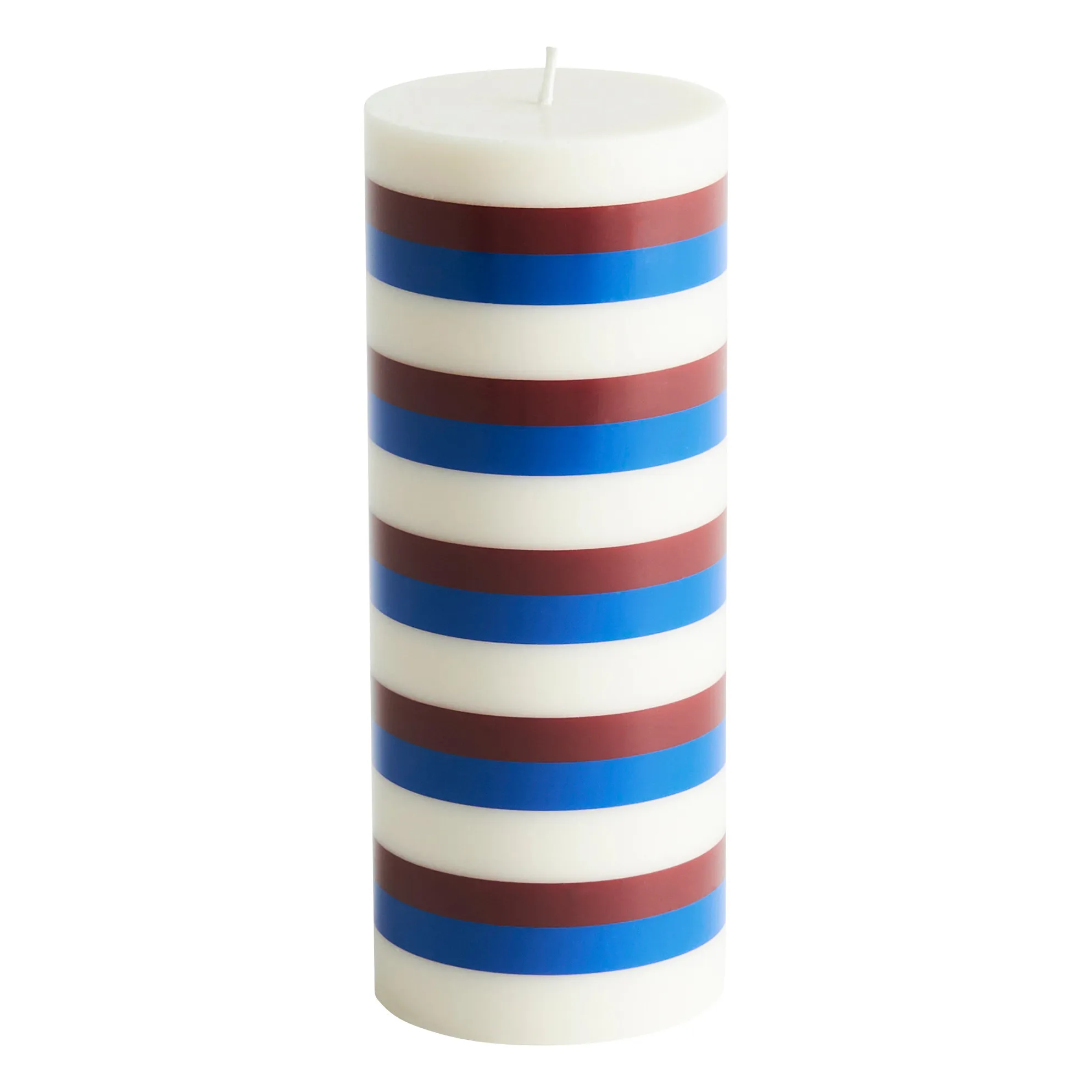 Hay Brown Column Candle With Stripes