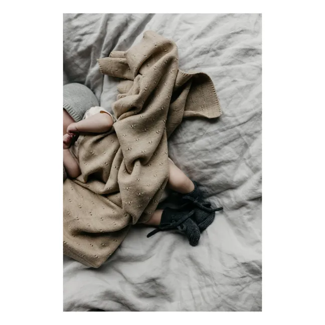 Bibi Pointelle Merino Wool Blanket | Beige