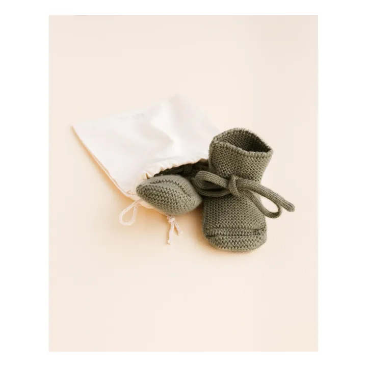 Pantofole in lana merino | Verde militare- Immagine del prodotto n°2