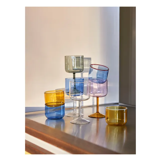 Bicchiere con base, modello: Tint, in borosilicato - Set di 2 | Azzurro