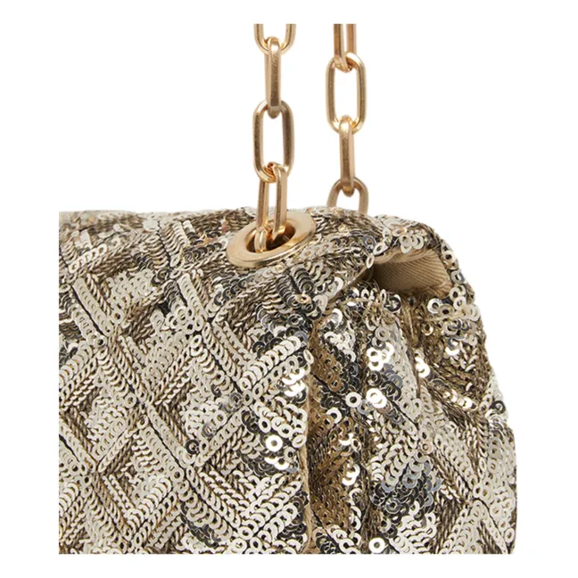 Nano Moon Sequins and Leather Bag | Or
