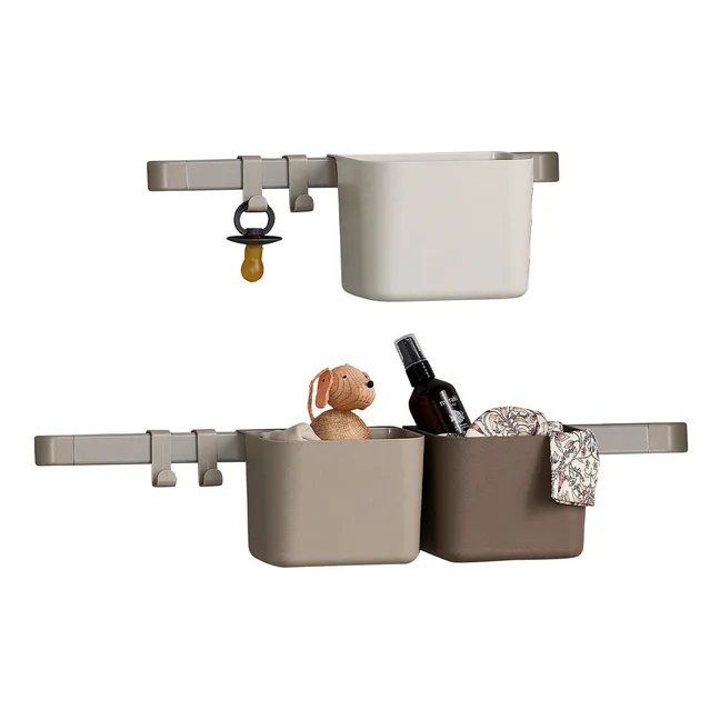 Organisers - Set of 3 and 2 wall brackets | Beige