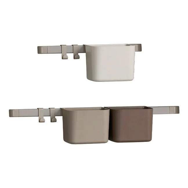 Organisers - Set of 3 and 2 wall brackets | Beige