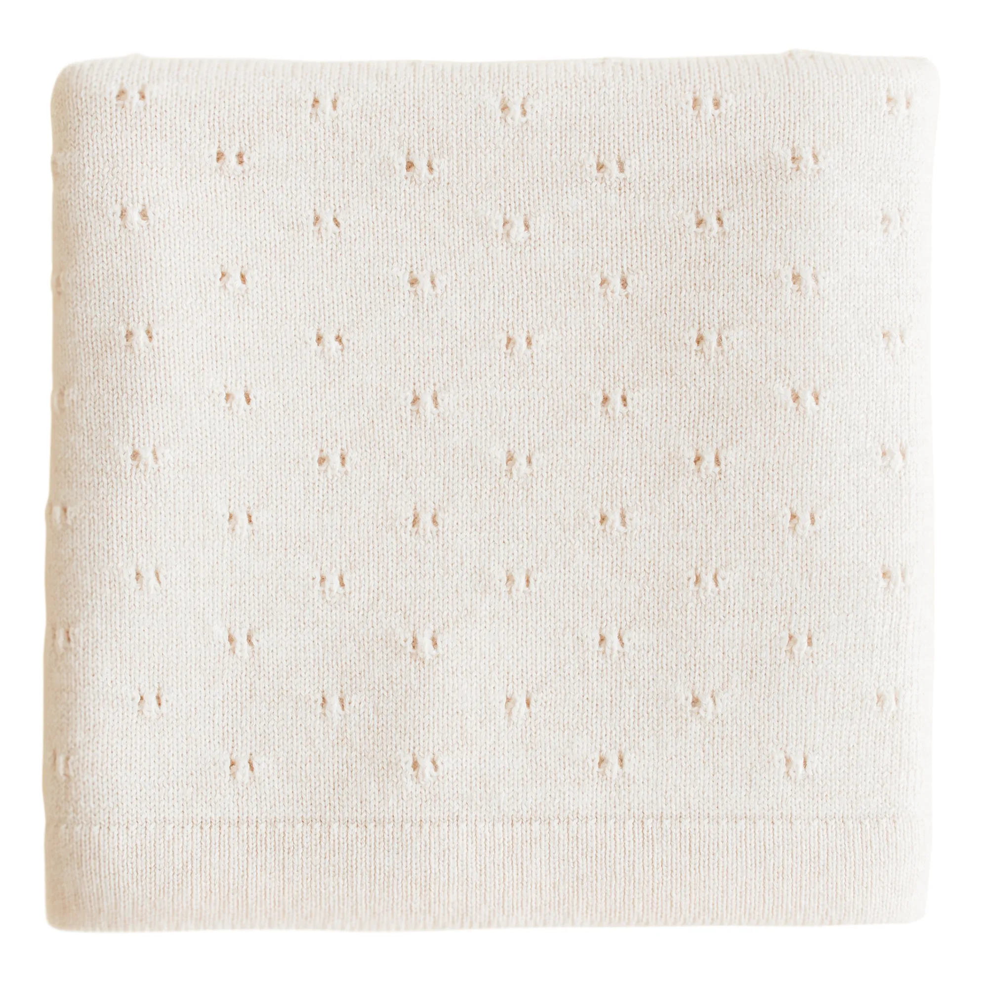 Hvid Cream Bibi Pointelle Merino Wool Blanket