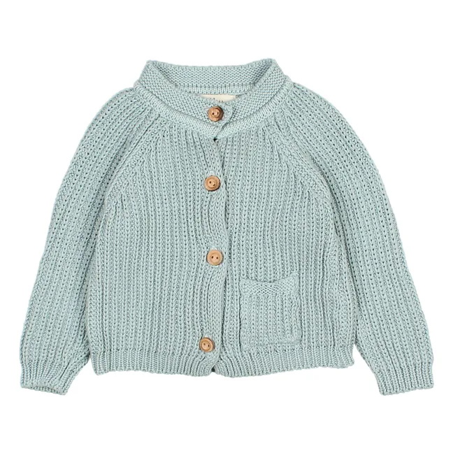 Knitted pocket cardigan | Blue Green
