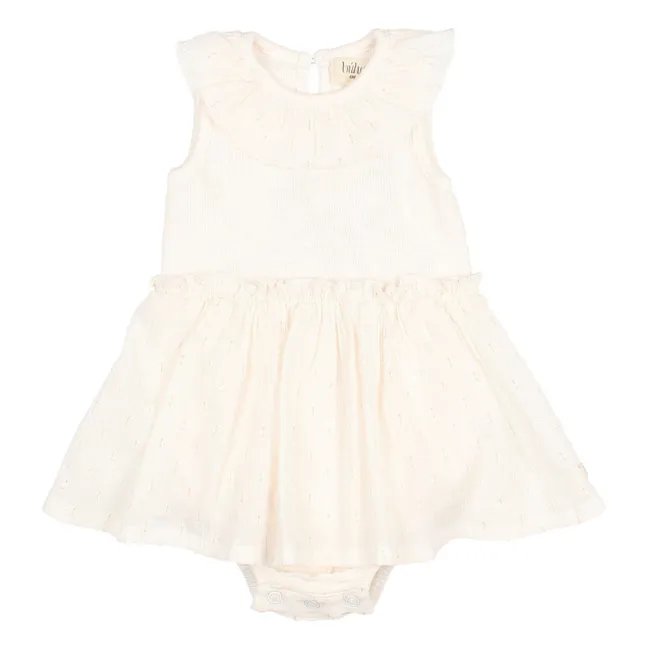 Plumetis-Kleid mit Pailletten, Baby | Weiß