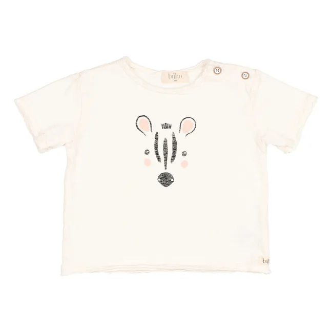 T-Shirt Zebra Baumwolle Geflammt | Weiß