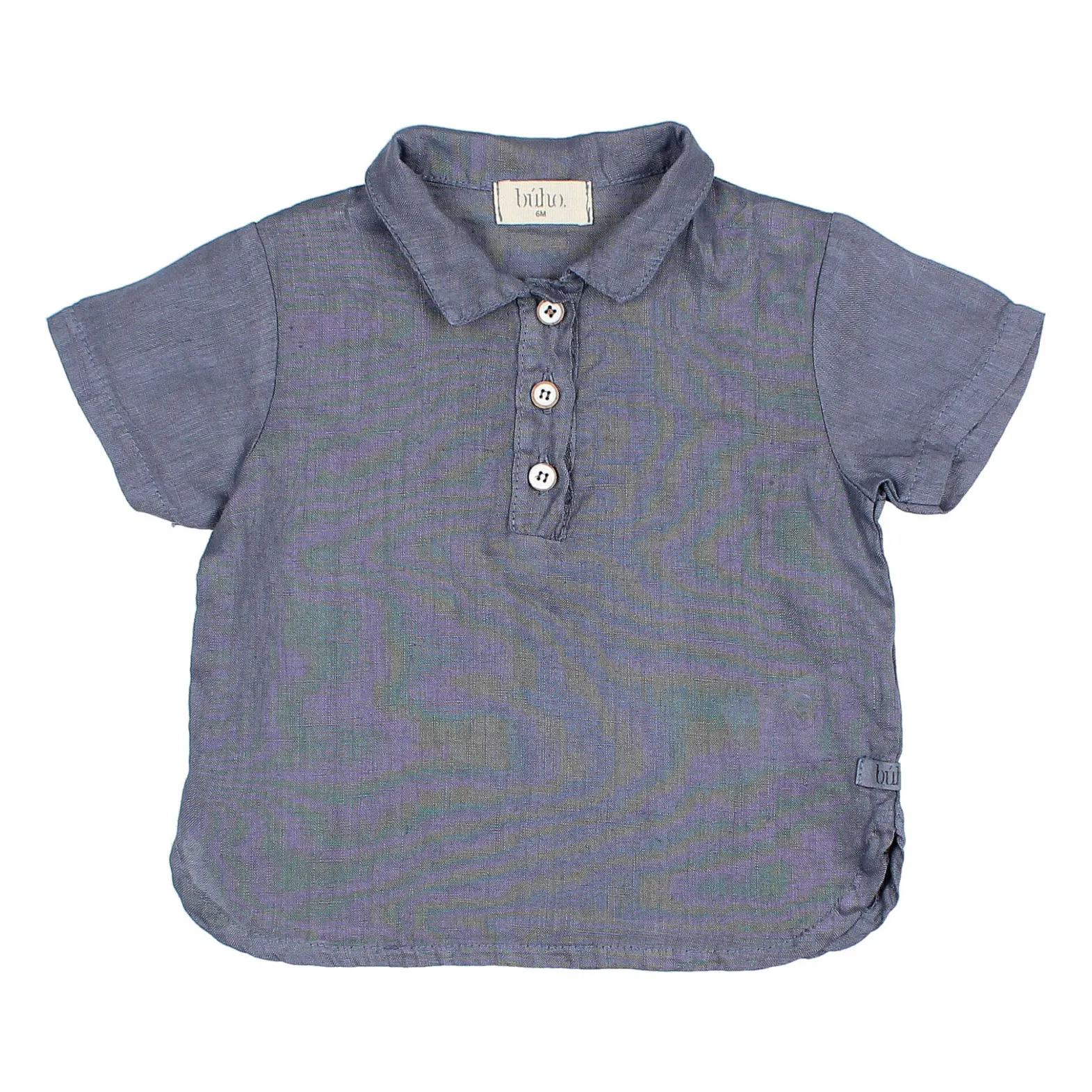 Búho - Chemise Manches Courtes Bébé - Lin - Bleu - 6 mois