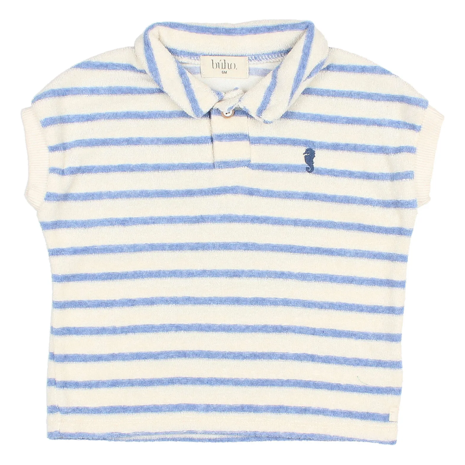 Búho - Polo Bébé Manches Courtes Bleu Ciel Coton Biologique 6 mois