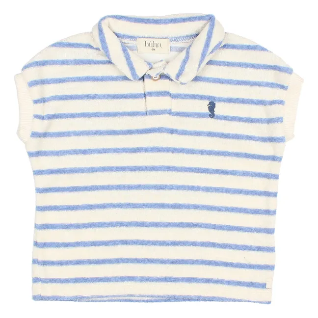 Striped baby polo shirt | Light blue