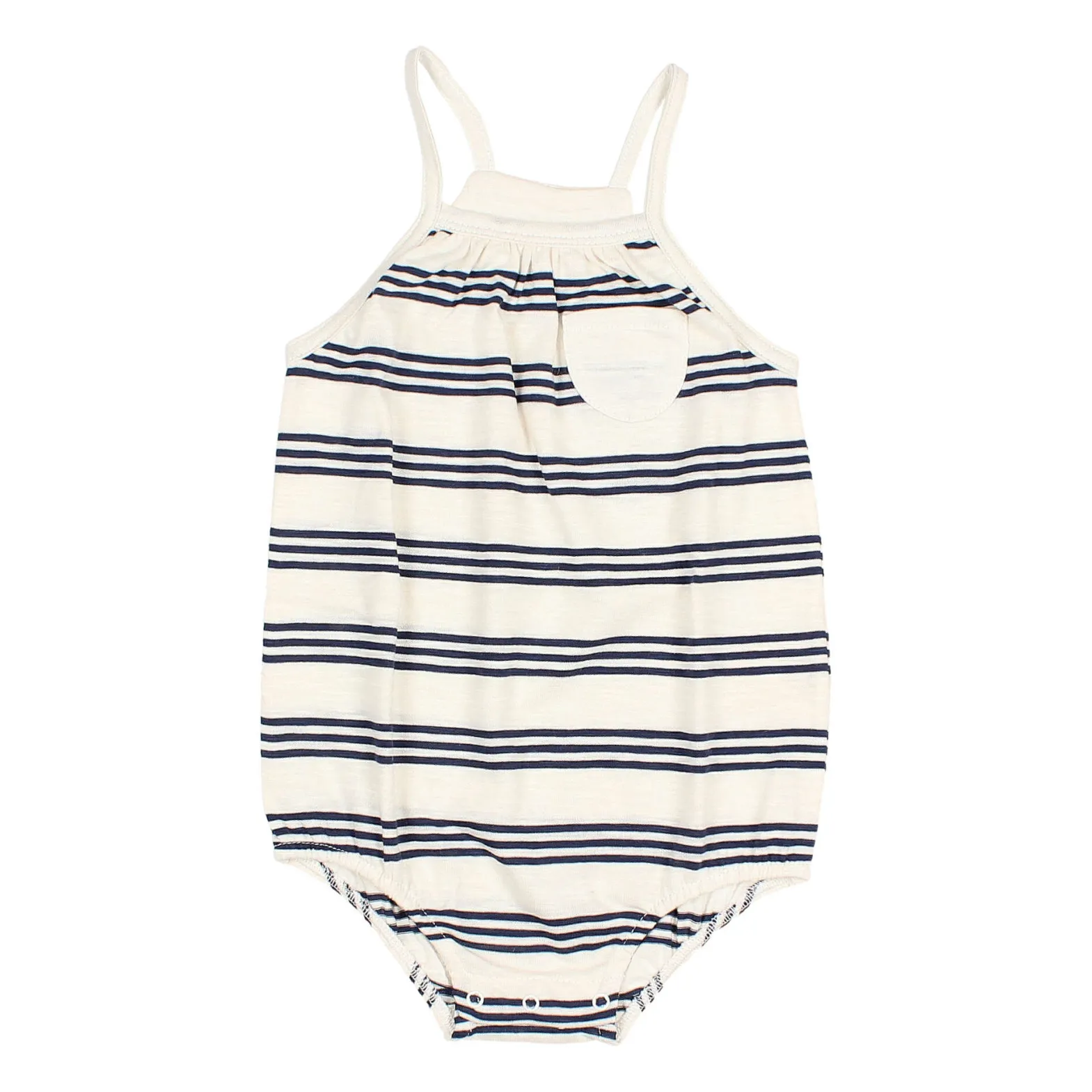 Búho Navy Blue Flamed Cotton Striped Romper
