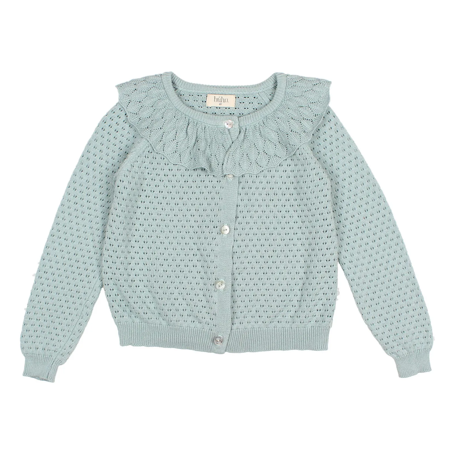 Búho Blue Openwork Boho Cardigan