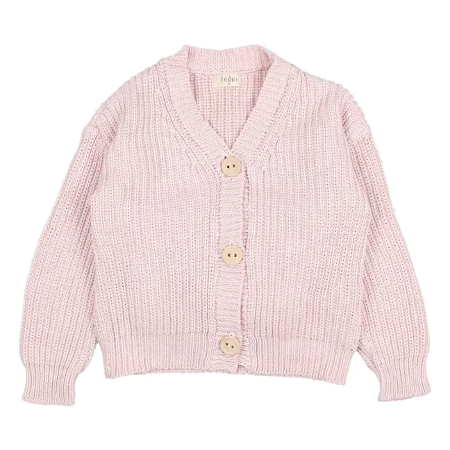 Organic cotton knitted cardigan | Pink