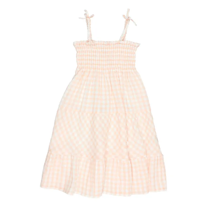 Vichy Chiffon Dress | Coral- Product image n°0