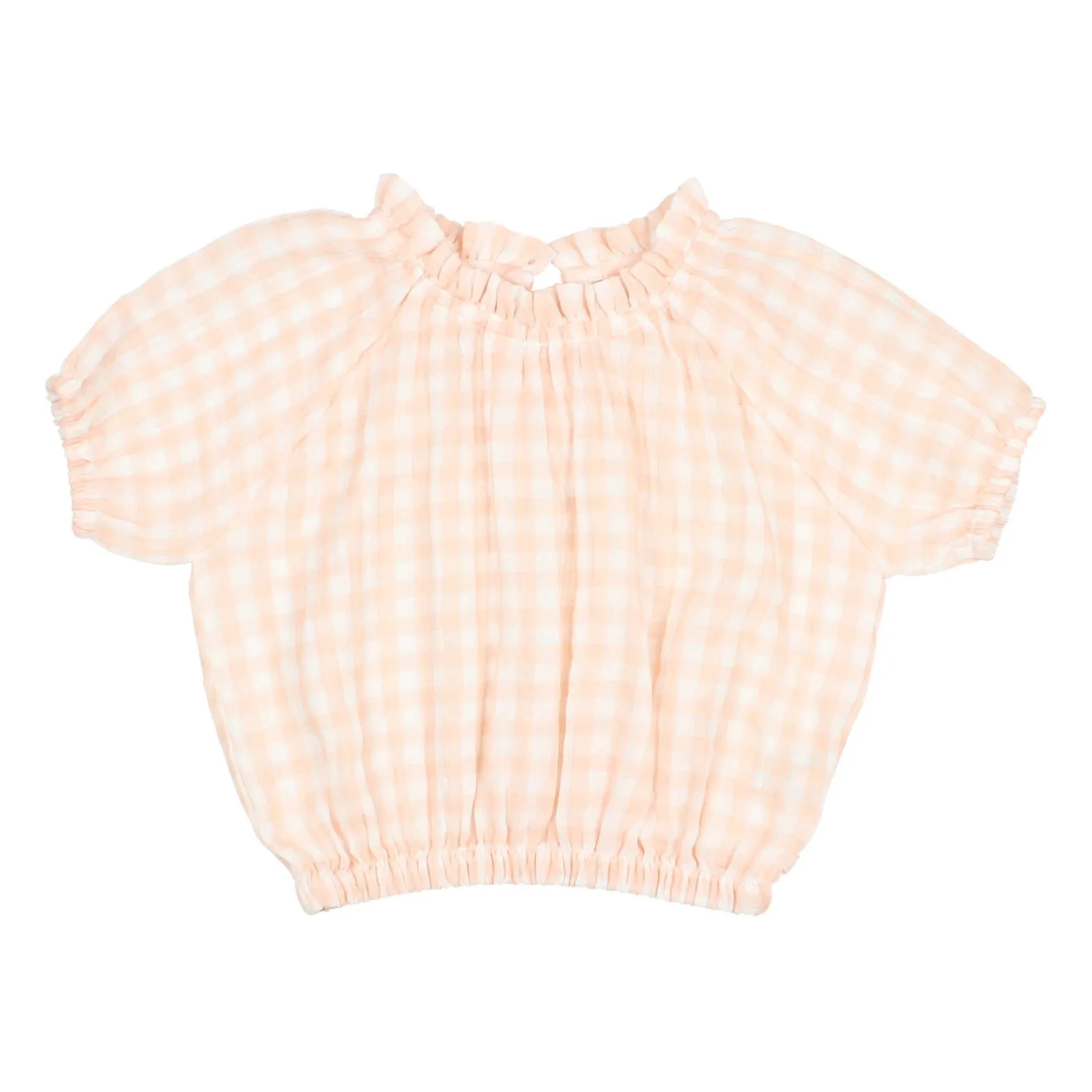 Búho - Blouse Fille - Manches Courtes Bouffantes - Coton - Saumon - 6 ans