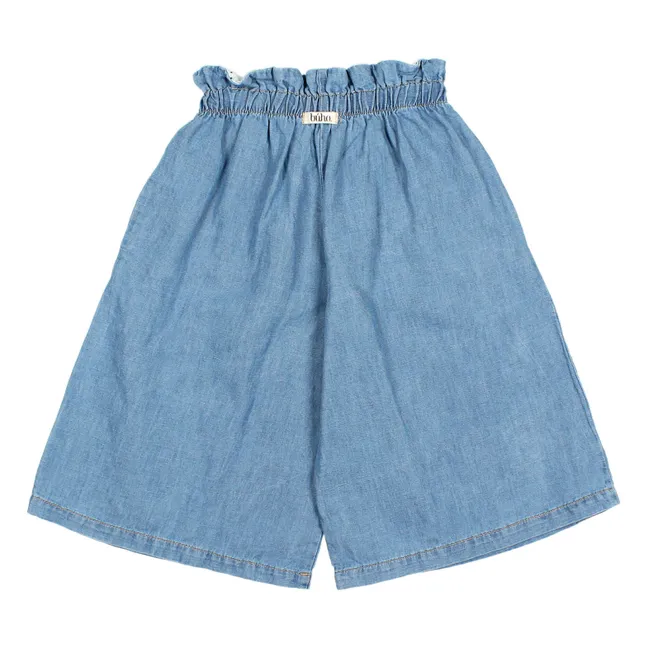 Denim Linen Culotte Skirt | Denim blue