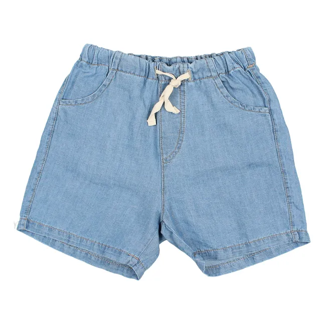 Denim Linen Bermuda Shorts | Denim blue