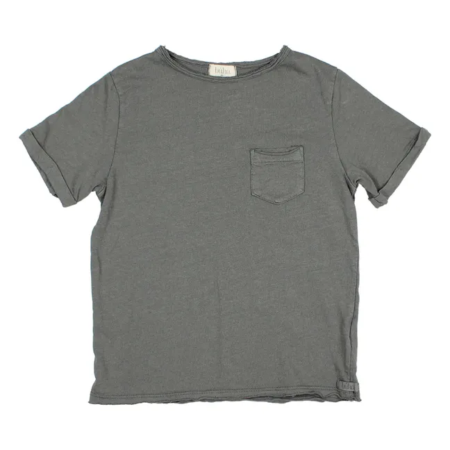 T-shirt con tasca in lino | Grigio antracite