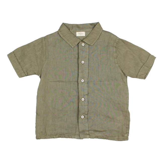 Chemise Unie Lin | Vert kaki