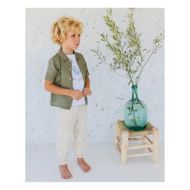 Chemise Unie Lin | Vert kaki