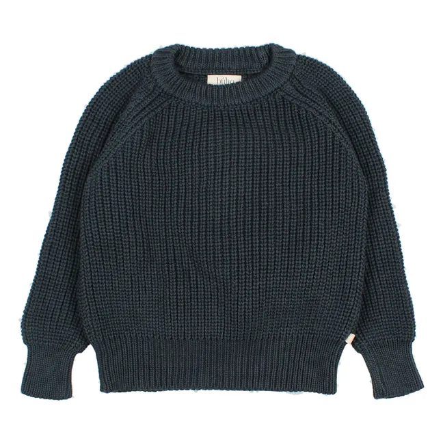 Einfarbiger Pullover aus Bio-Baumwolle | Nachtblau