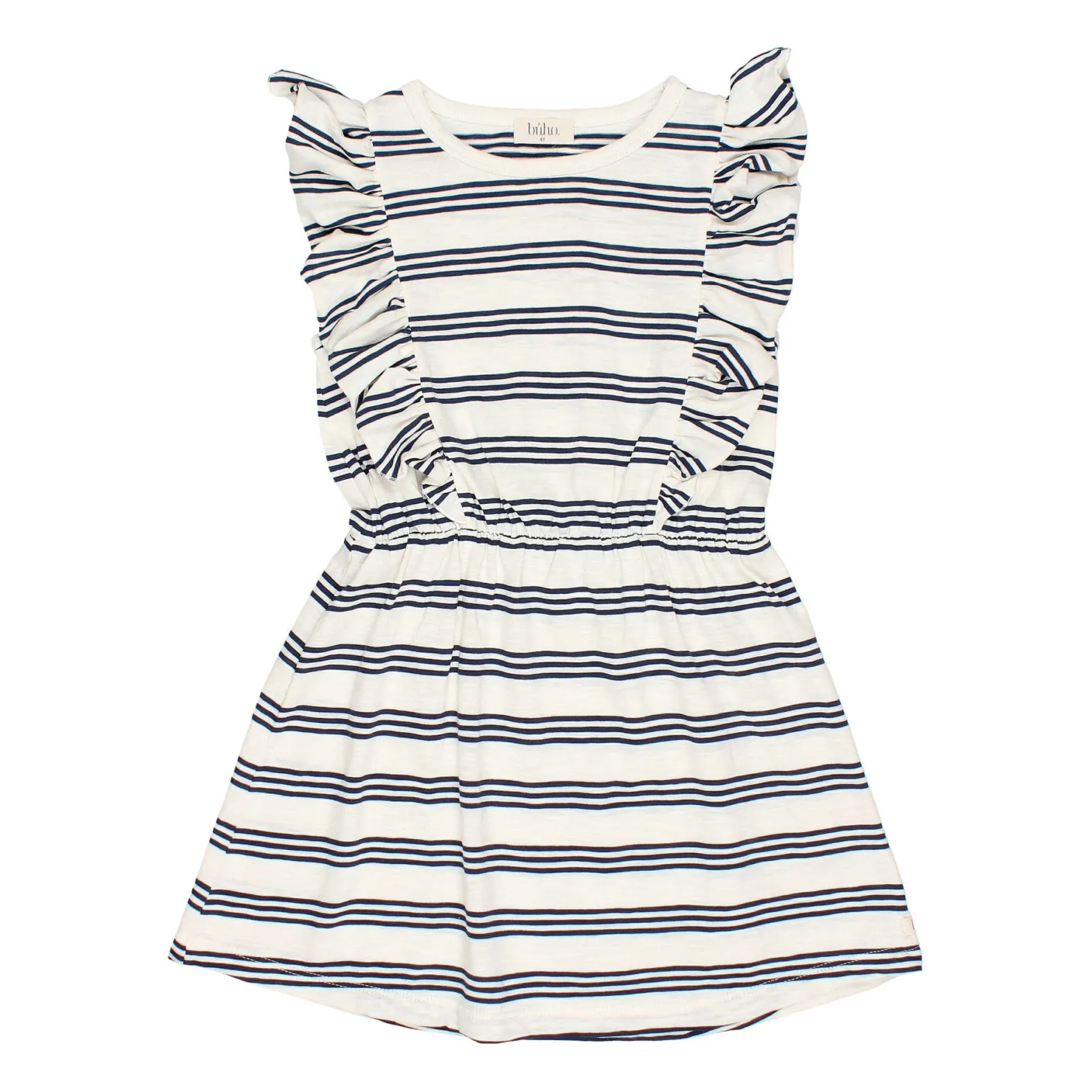 Búho Midnight Blue Flamed Cotton Striped Dress