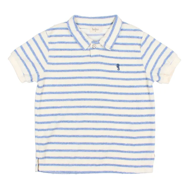Terry striped polo shirt | Light blue