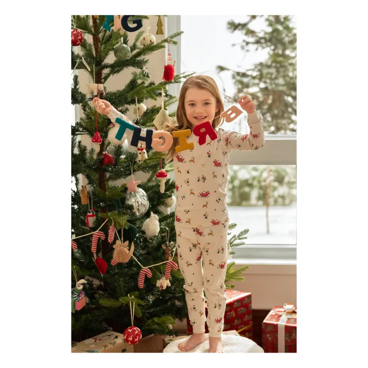 Pijama de algodón orgánico del taller de Papá Noel | Beige- Imagen del producto n°1