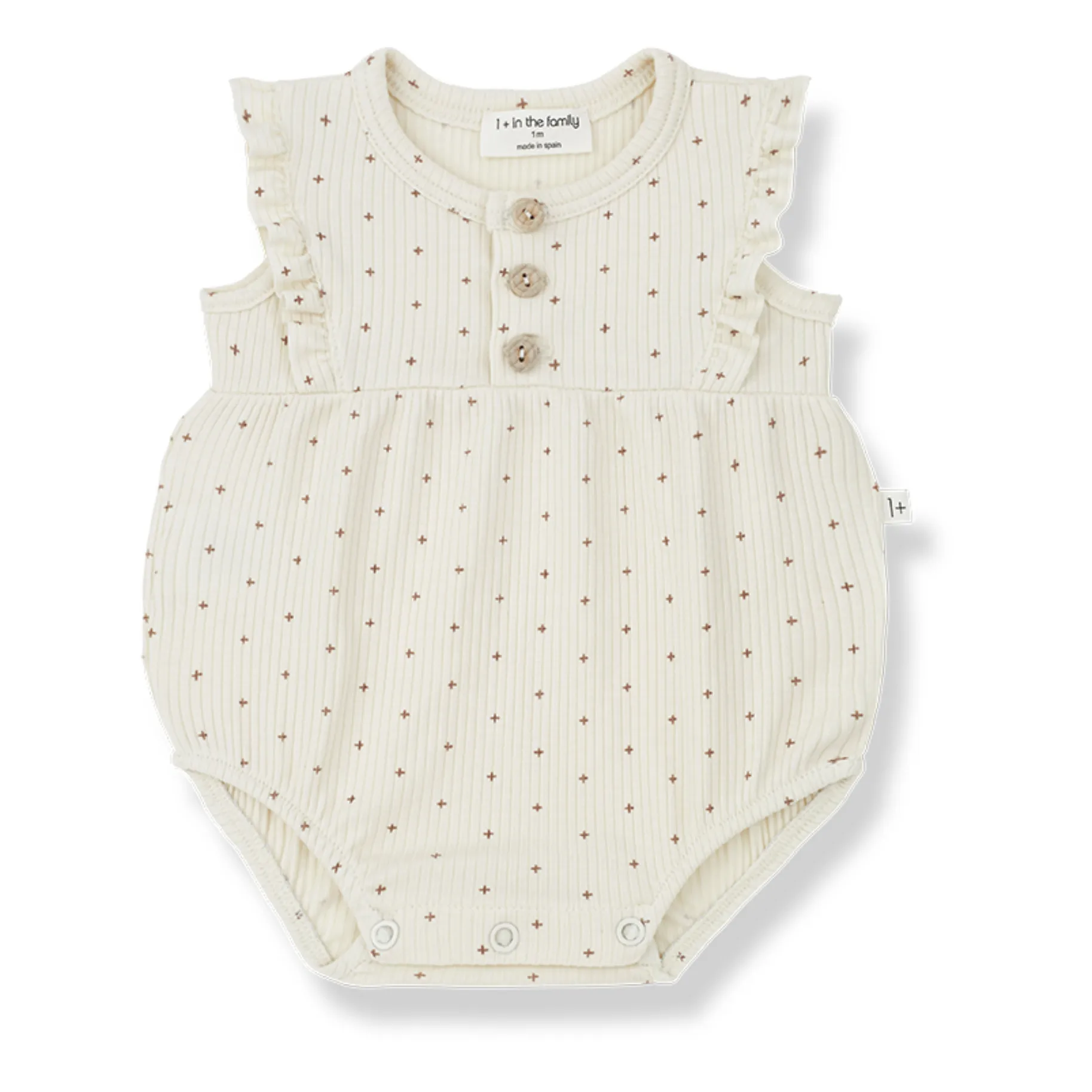 1+ In The Family Ecru Cinnia Ribbed Romper