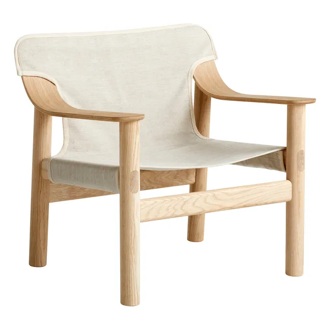 Fauteuil Bernard en chêne et toile, Shane Schneck