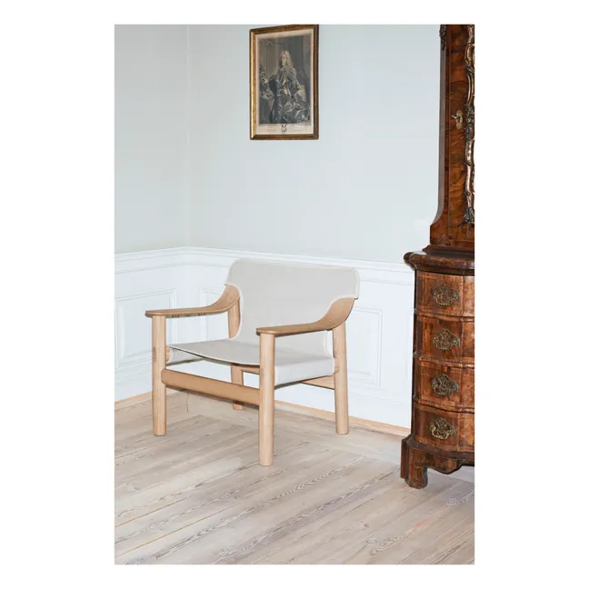 Fauteuil Bernard en chêne et toile, Shane Schneck