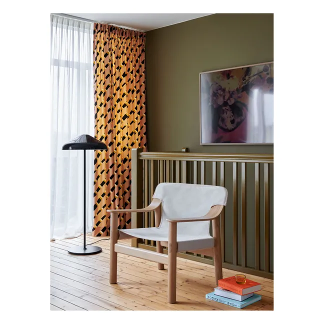 Fauteuil Bernard en chêne et toile, Shane Schneck