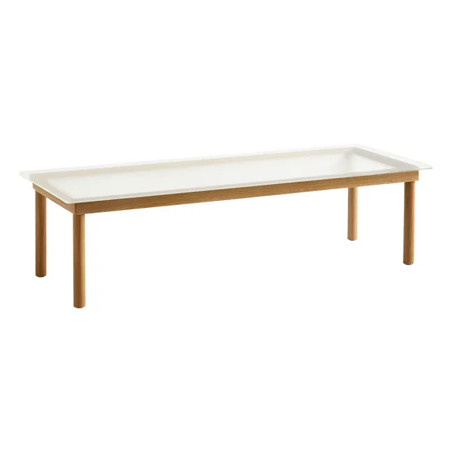 Kofi Ribbed Glass Coffee Table, Oak Base | Oak