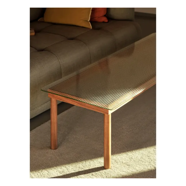 Kofi Ribbed Glass Coffee Table, Oak Base | Oak