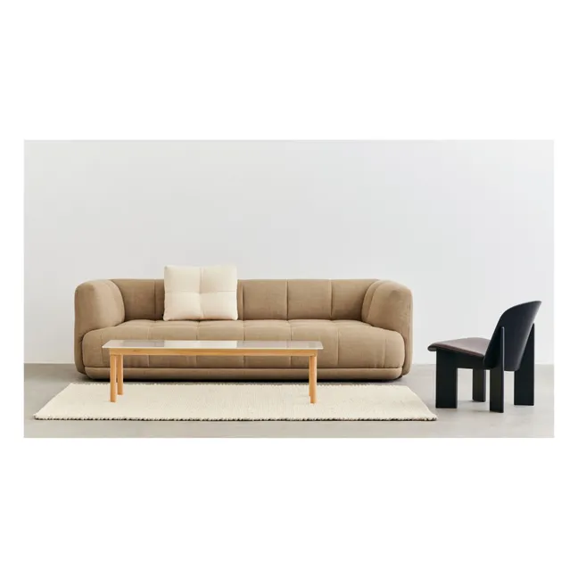 Kofi Ribbed Glass Coffee Table, Oak Base | Oak