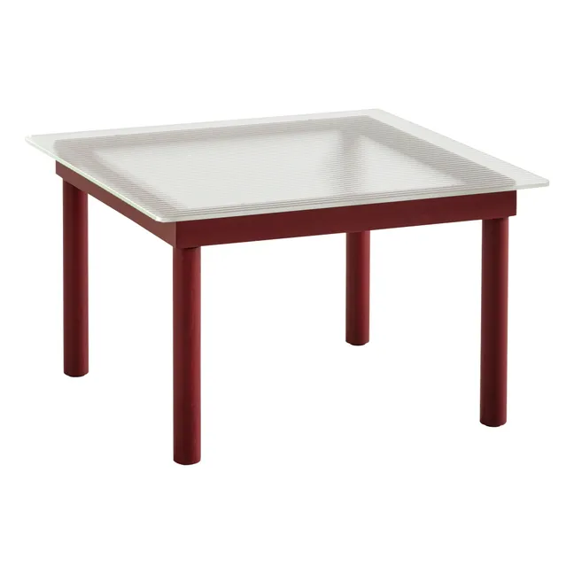 Table basse en verre Kofi, pietement en chêne  | Rouge