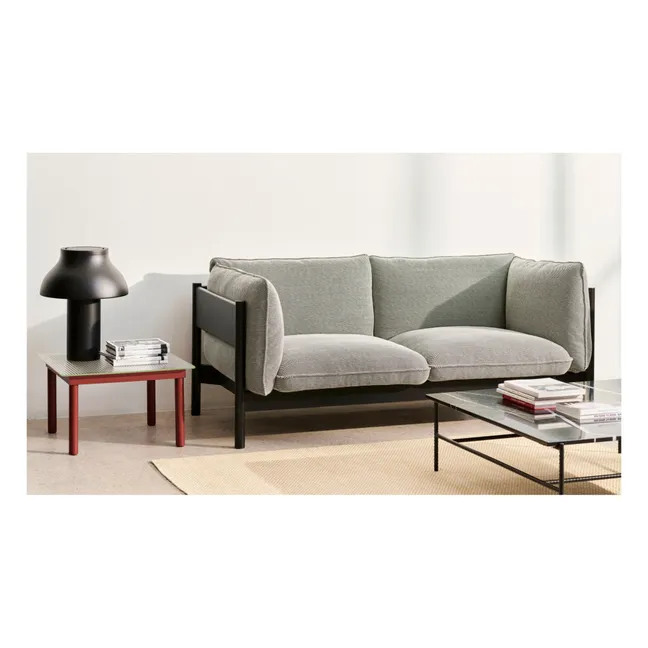 Table basse en verre Kofi, pietement en chêne  | Rouge
