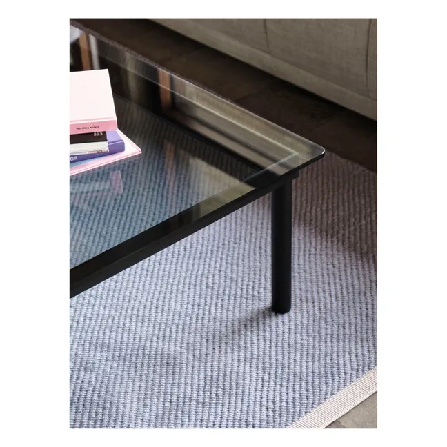 Kofi Glass Coffee Table, Oak Base | Black