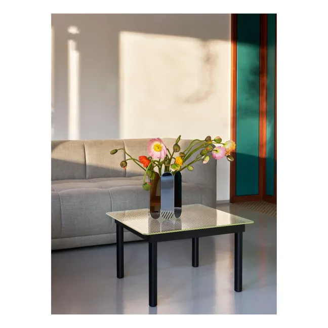 Kofi Glass Coffee Table, Oak Base | Black