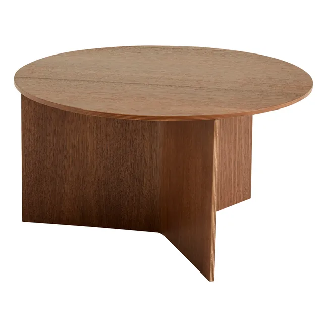 Slit Round Wooden Table | Walnut