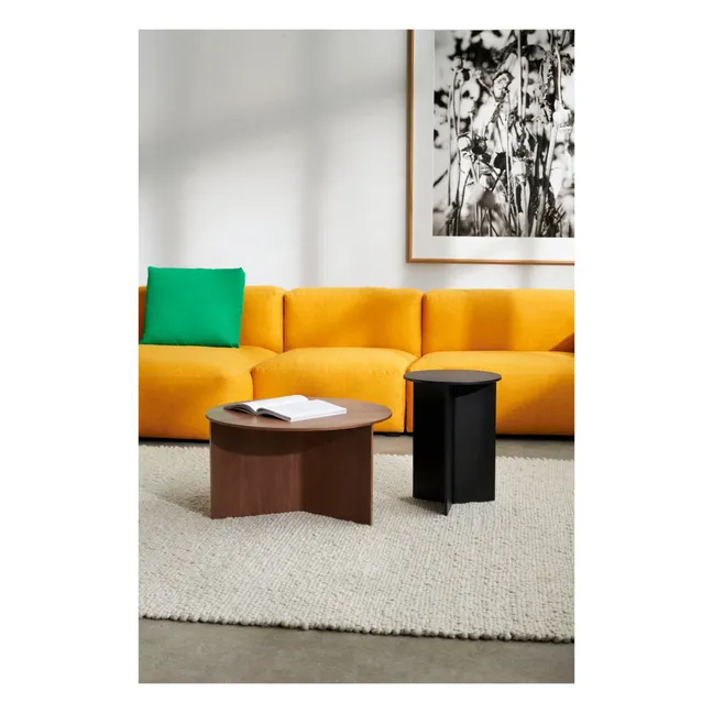 Slit Round Wooden Table | Walnut