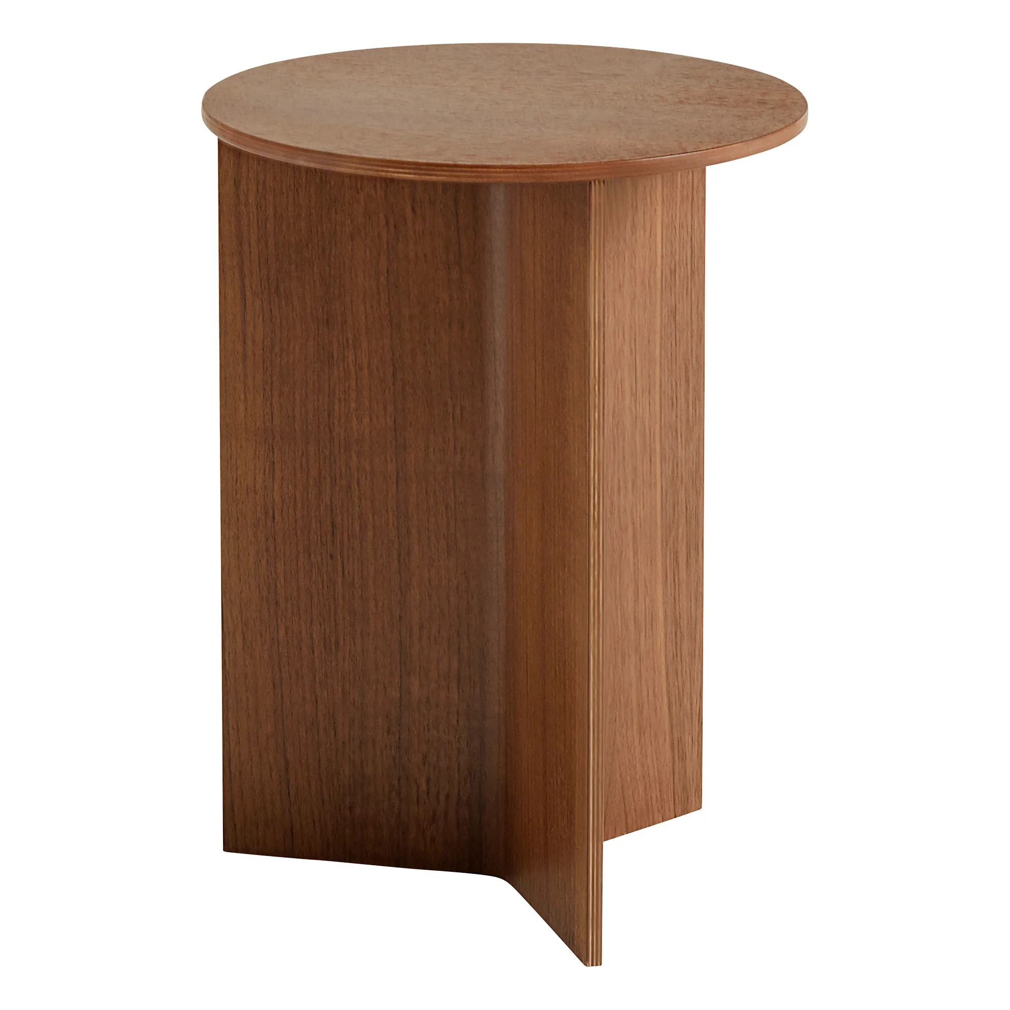 Hay Walnut Slit Round Wooden Side Table