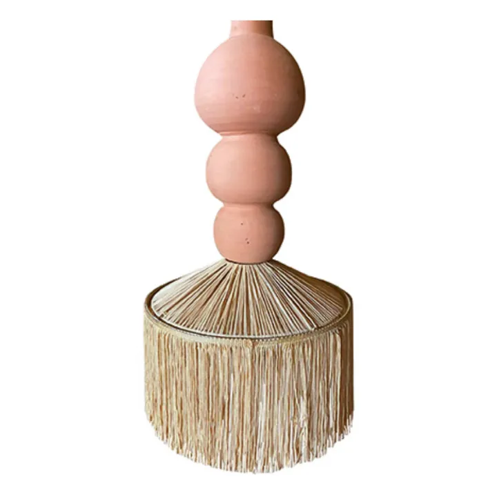 Henriette hanging lamp, raffia and bangs | Terracotta- Product image n°0