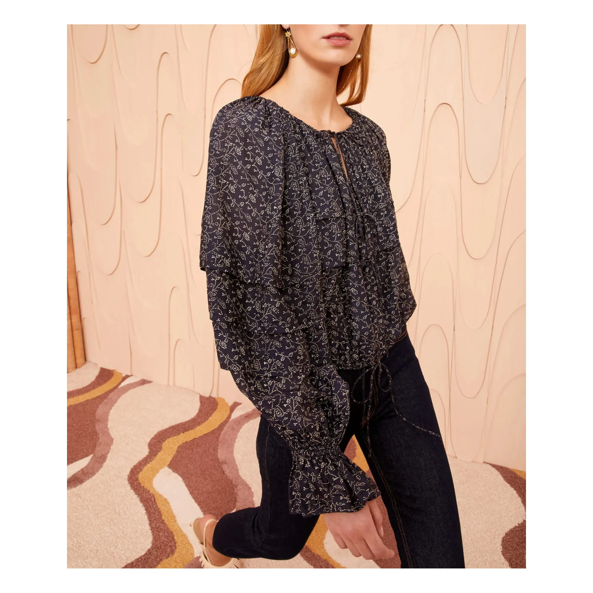 Ulla Johnson Navy Blue Cora Cotton And Silk Blouse