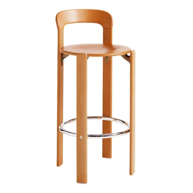 Rey Lacquered Wood Bar Stool - Bruno Rey | Orange