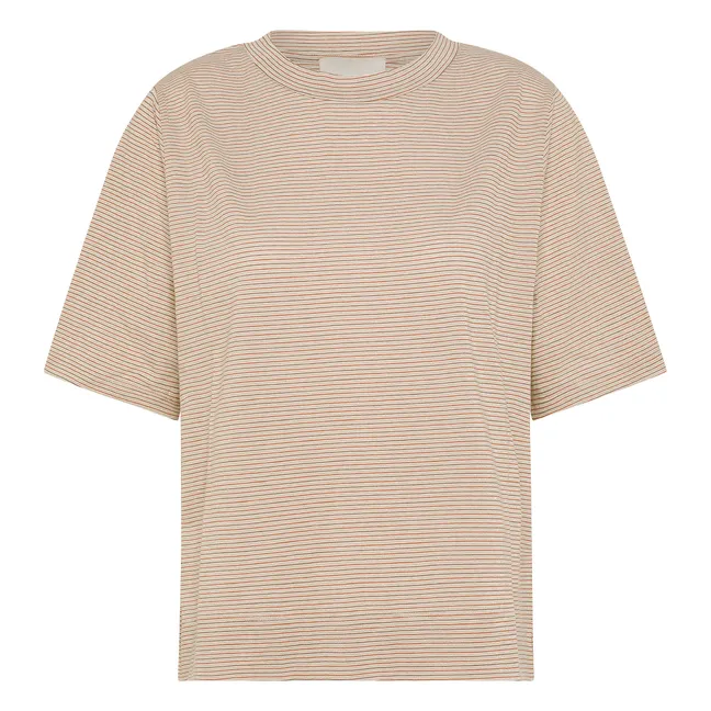 T-Shirt Iora Streifen Metallic | Rostfarben