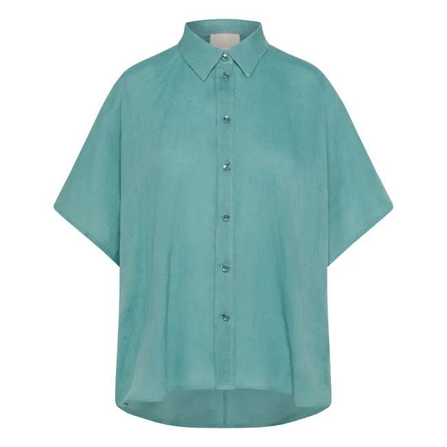 Camisa de lino Elafonissi | Verde agua