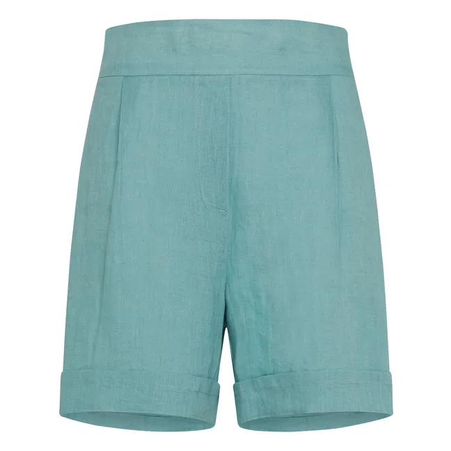 Manbru' Linen Shorts | Green water