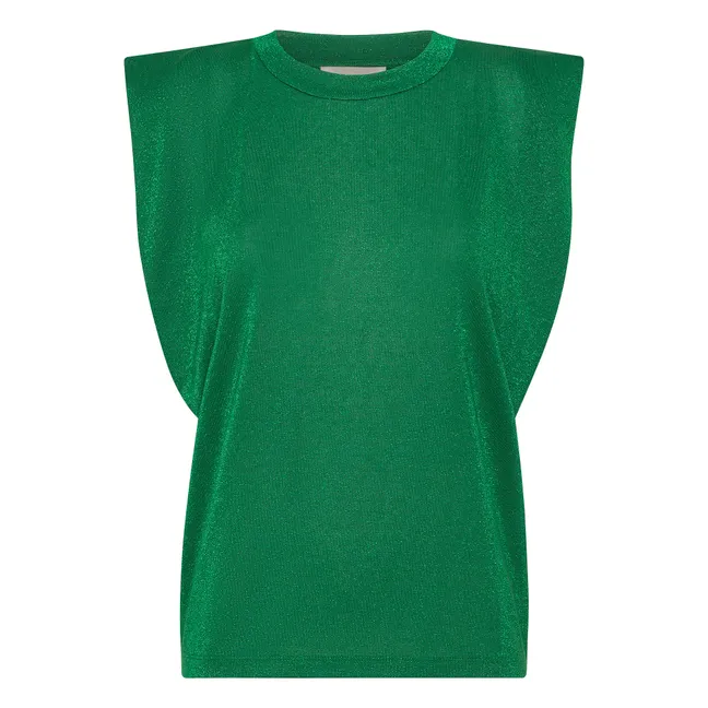 Enna Metallic Top | Emerald green